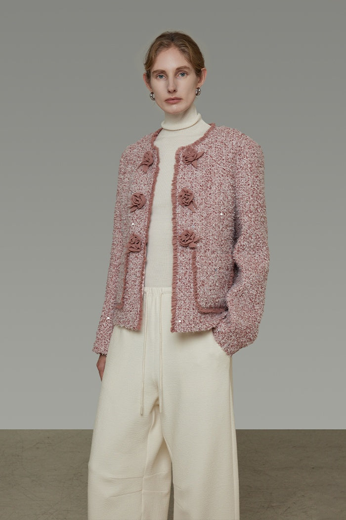 Chic Tweed Collarless Jacket