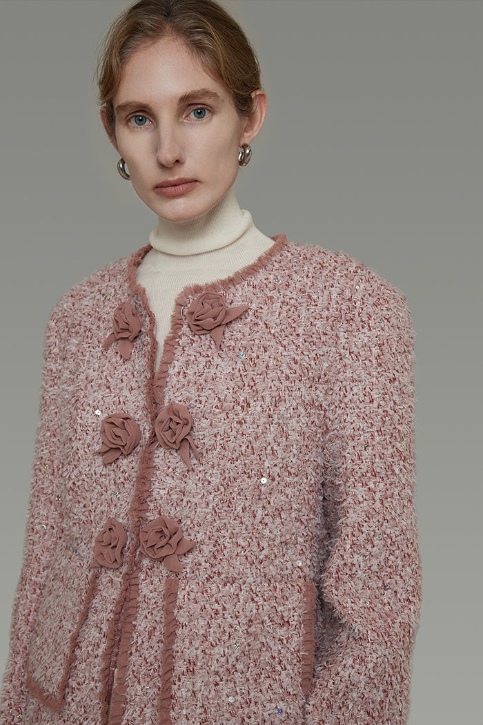 Chic Tweed Collarless Jacket