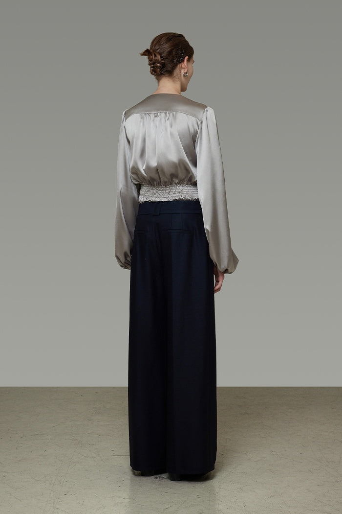 Chic V-Neck Satin Twist Blouse