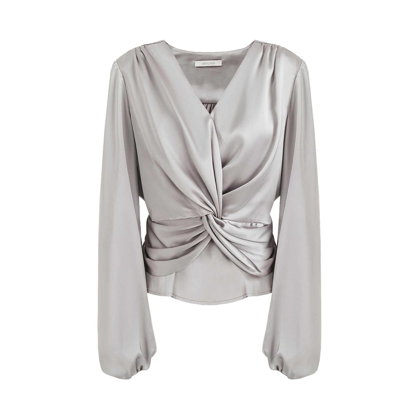 Chic V-Neck Satin Twist Blouse