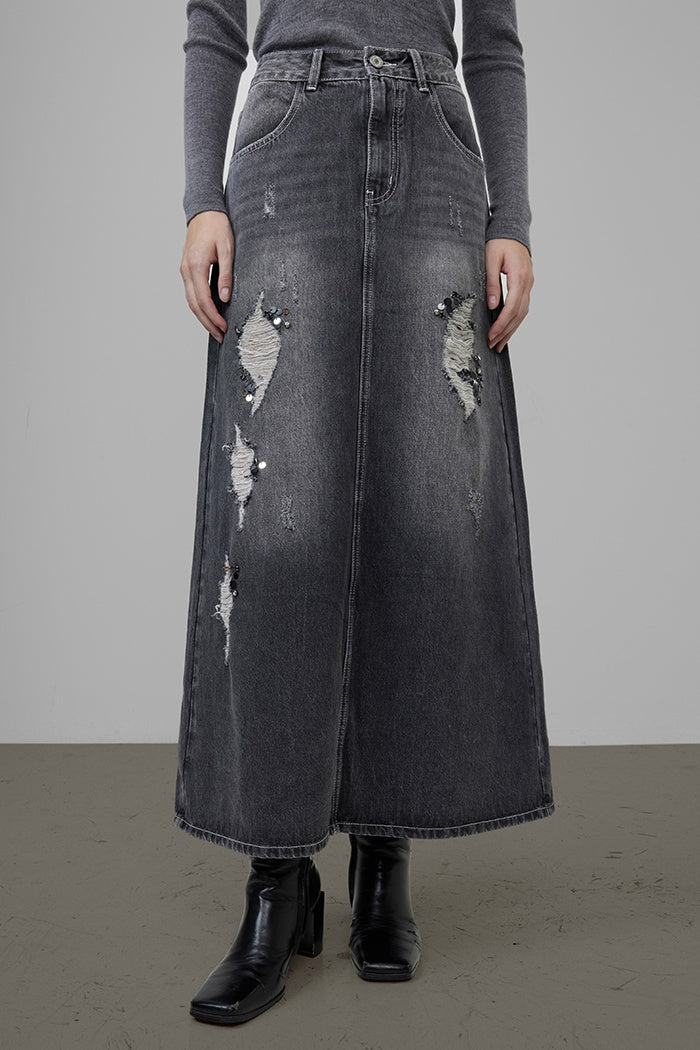 Worn-In Cool A-Line Midi Skirt