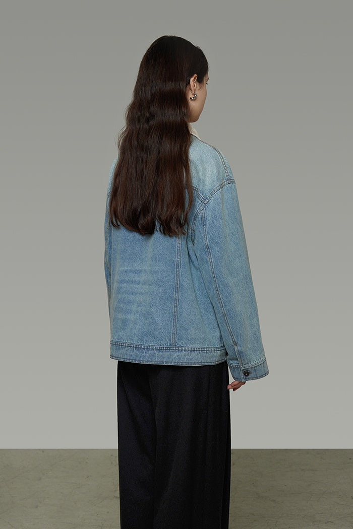 Effortless Retro Washed Denim Jacket