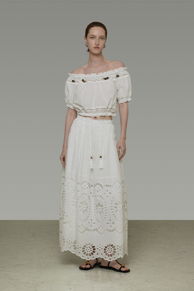 Whispered Lace Top & Skirt Set