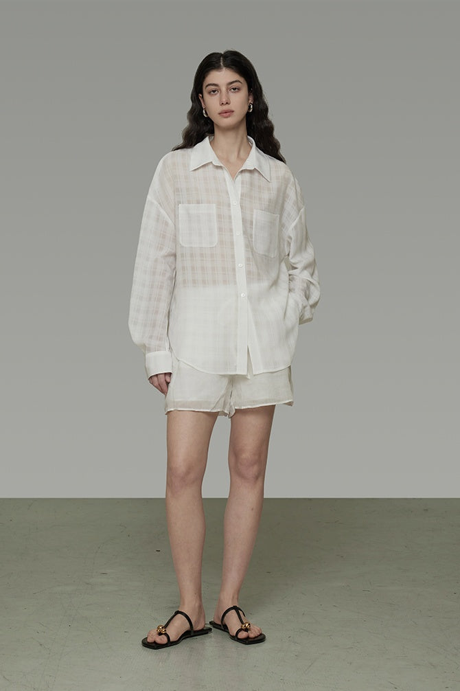 Structured Grid Relaxed Shirt