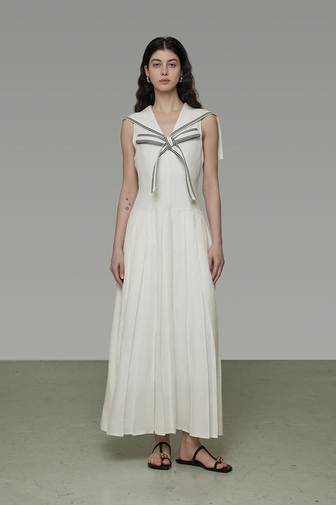 Chic French Sailor Collar Summer Dress