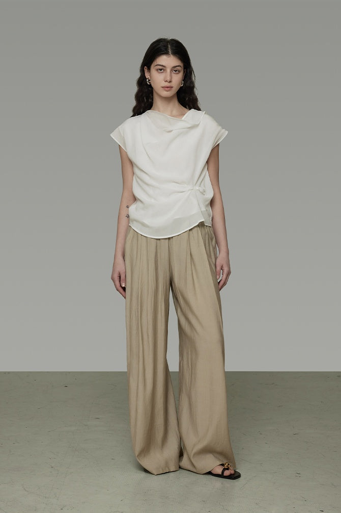 Subtle Elegance Asymmetric Collar Top