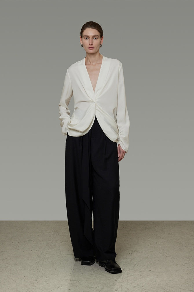 Sculpted Drape Minimalist Blouse