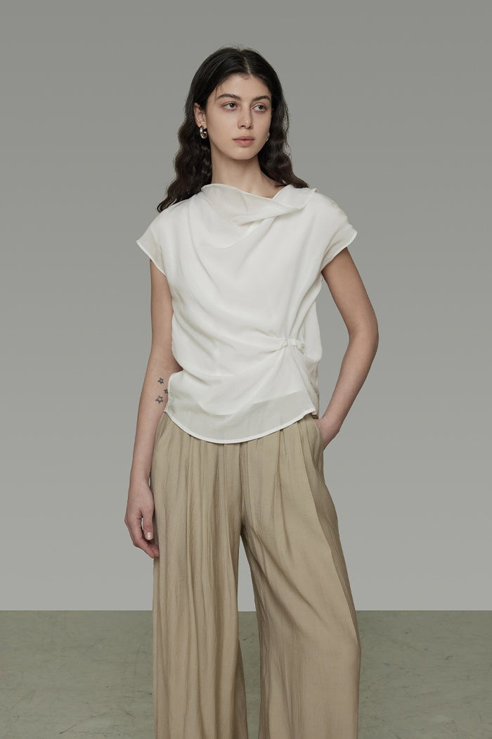 Subtle Elegance Asymmetric Collar Top