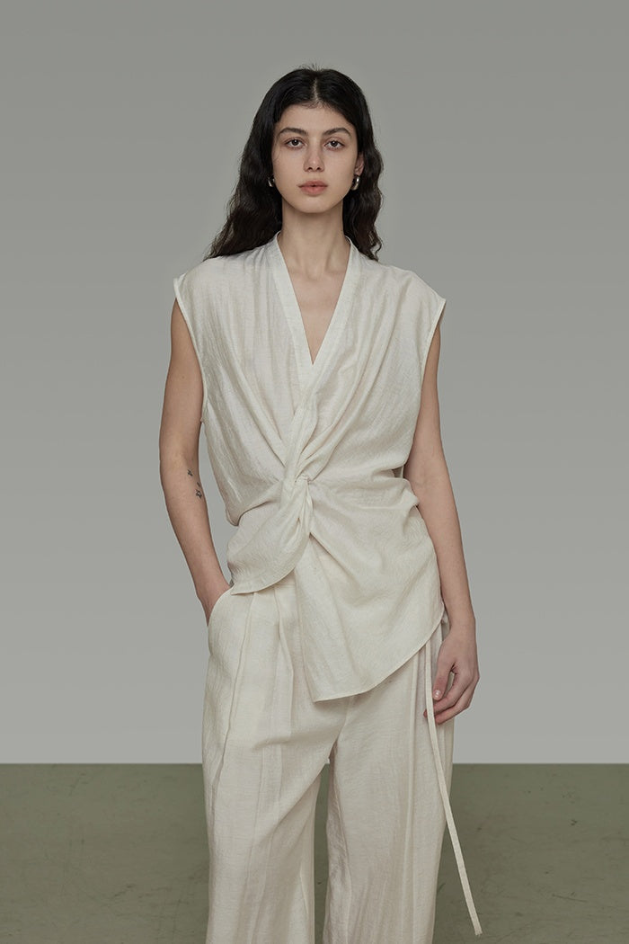 Sculpted Minimalist V-Neck Shell