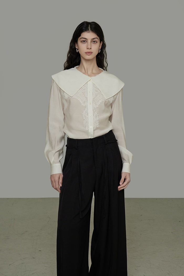 Sculpted Romance: Decon White Blouse