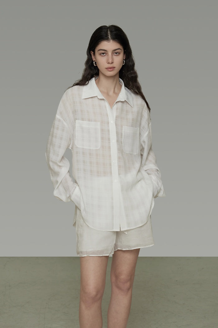 Structured Grid Relaxed Shirt