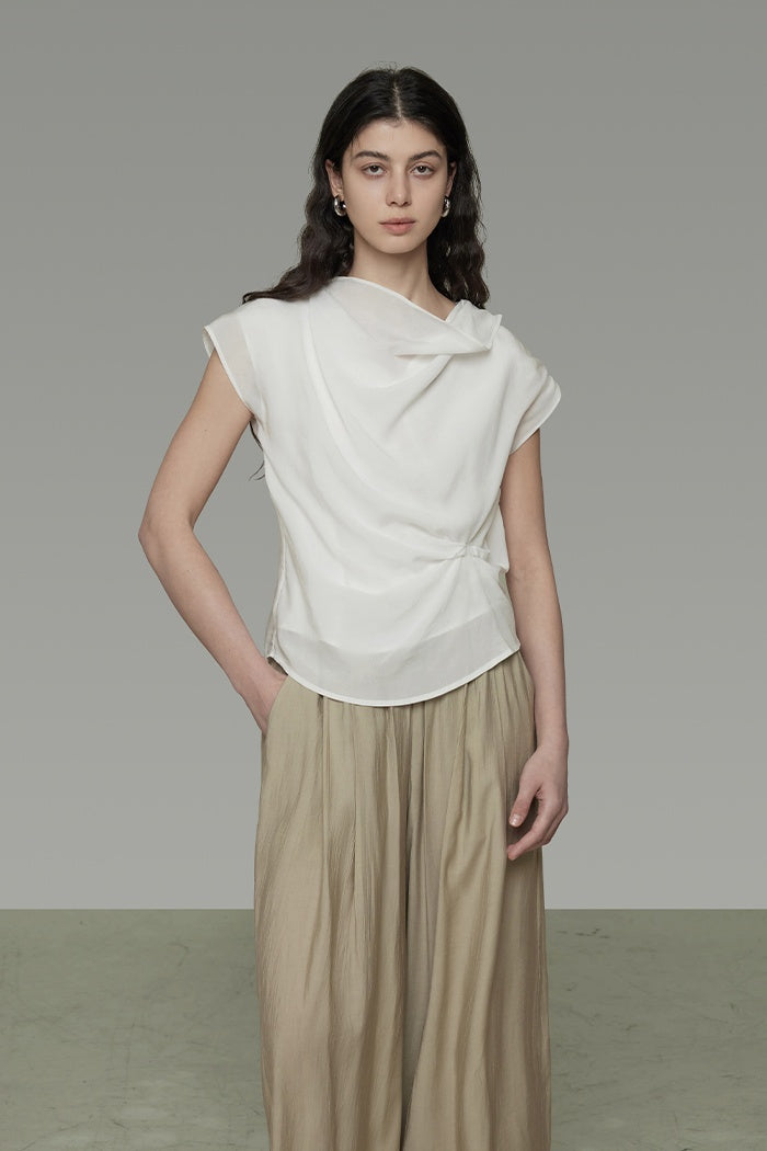 Subtle Elegance Asymmetric Collar Top