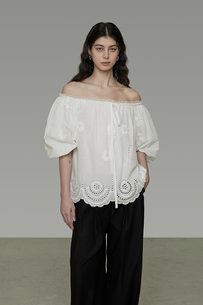 Whisper Lace Off-Shoulder Blouse