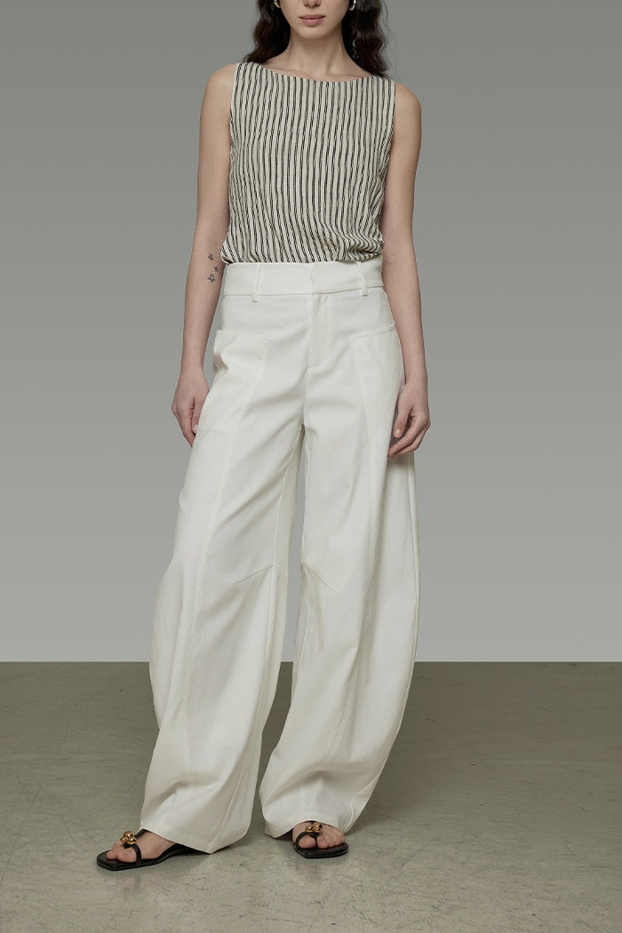 Sculpted Arc Wide-Leg Trousers