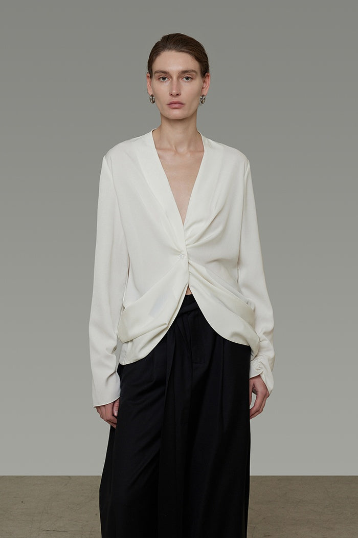 Sculpted Drape Minimalist Blouse
