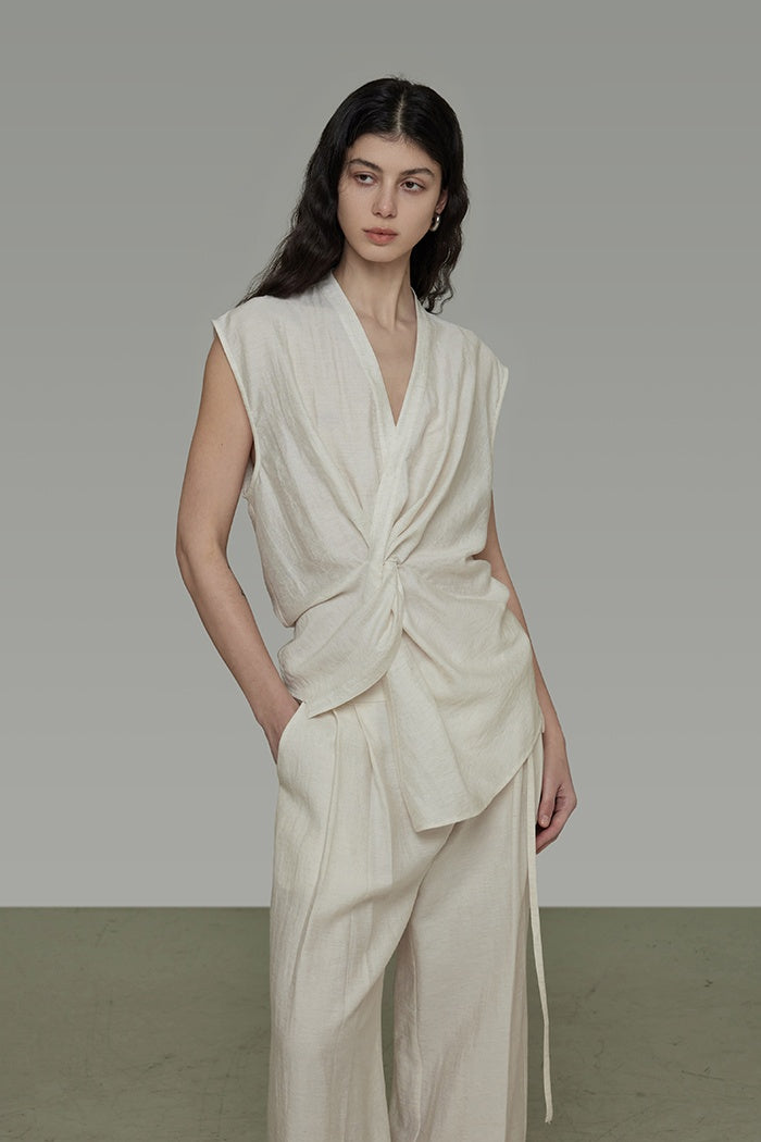 Sculpted Minimalist V-Neck Shell