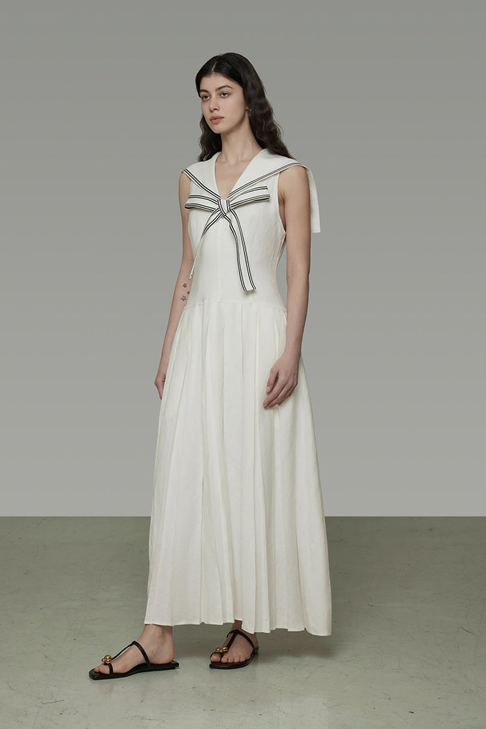 Chic French Sailor Collar Summer Dress