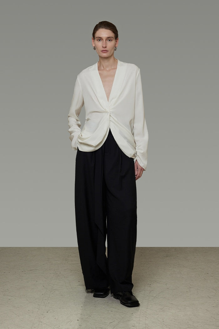 Sculpted Drape Minimalist Blouse