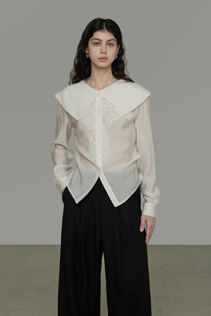 Sculpted Romance: Decon White Blouse