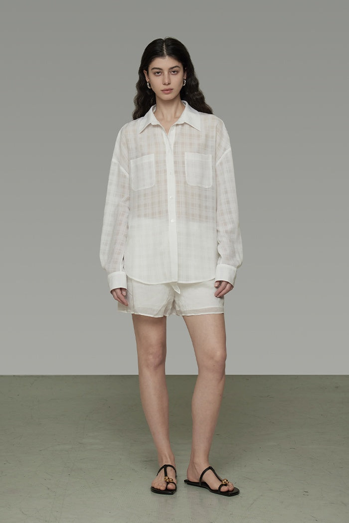 Structured Grid Relaxed Shirt