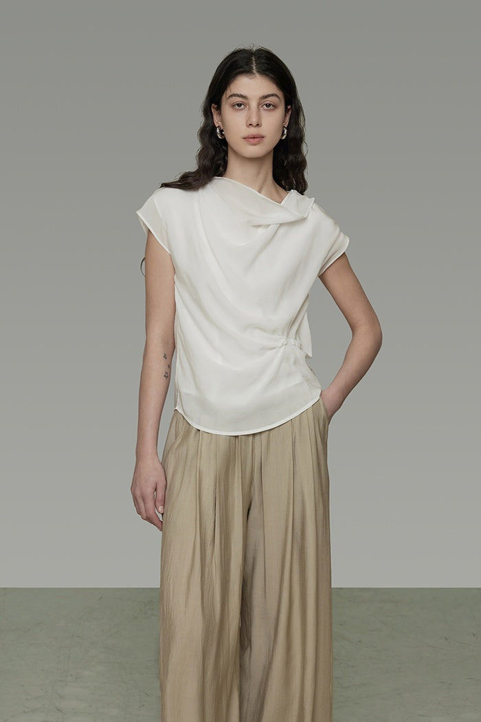 Subtle Elegance Asymmetric Collar Top