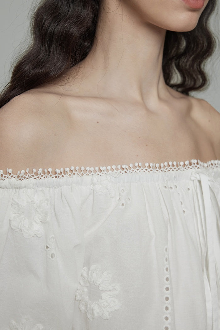Whisper Lace Off-Shoulder Blouse