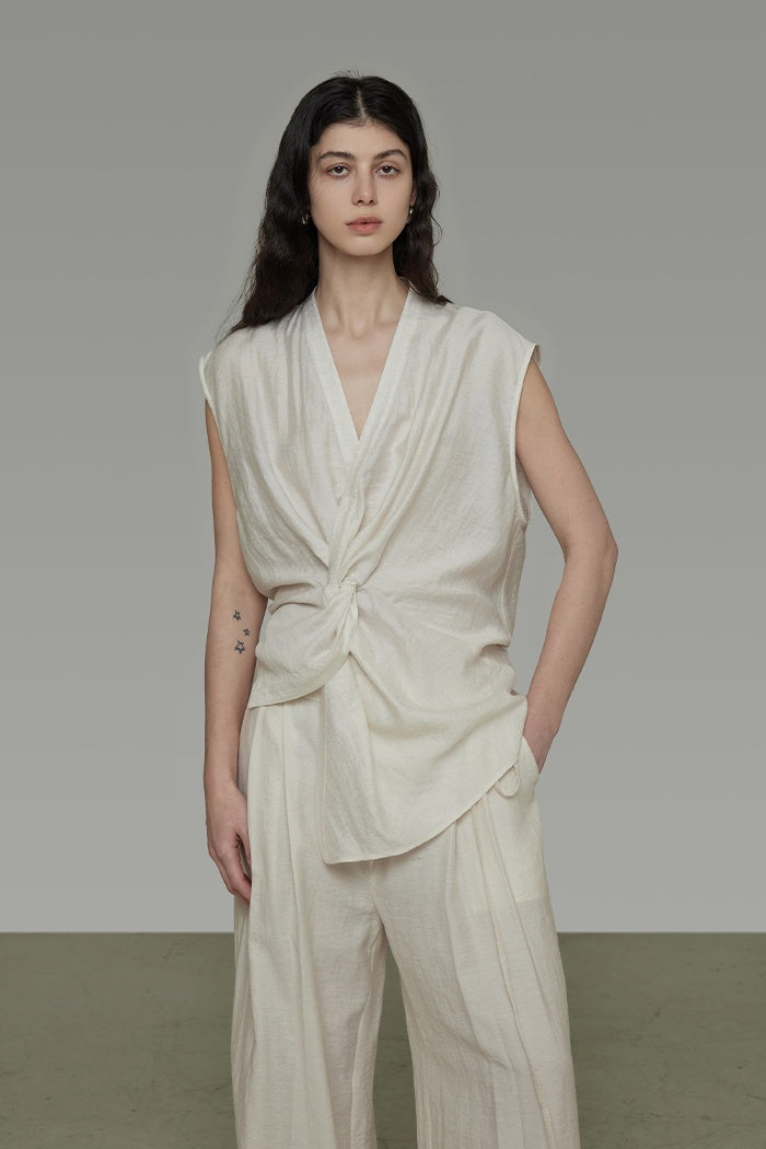 Sculpted Minimalist V-Neck Shell