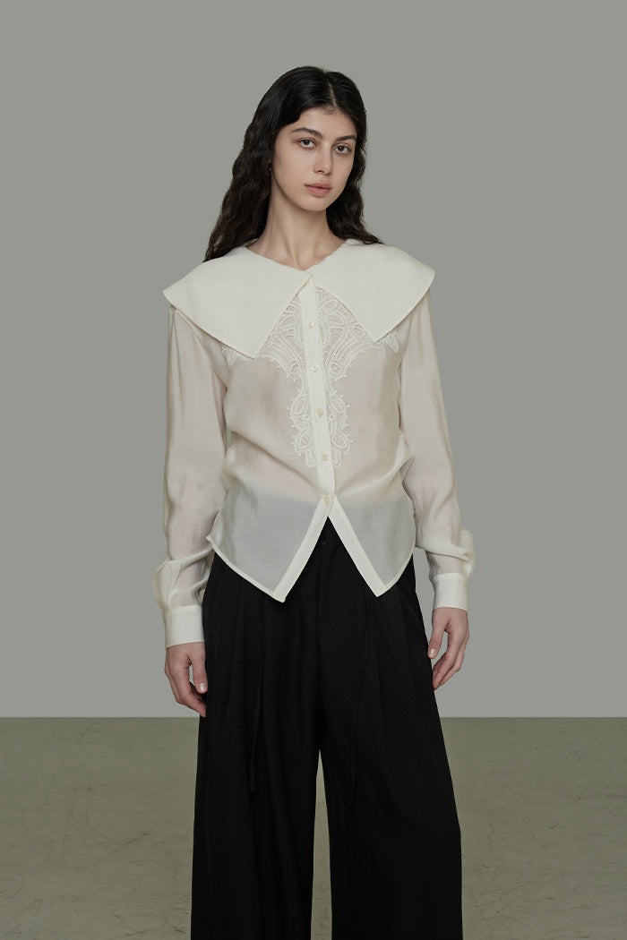 Sculpted Romance: Decon White Blouse