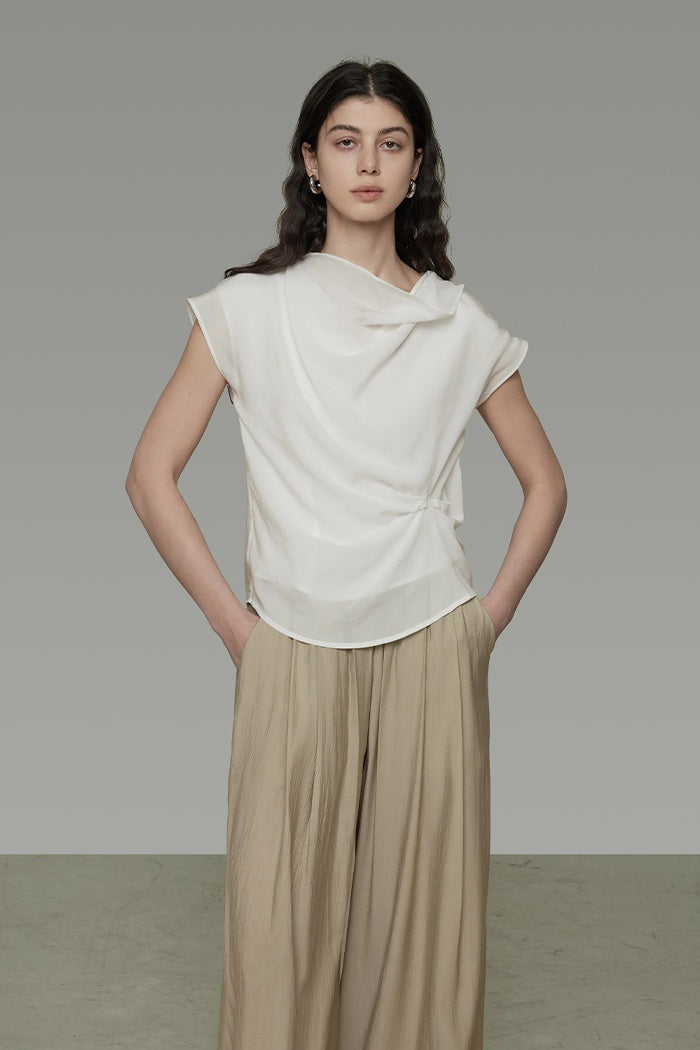 Subtle Elegance Asymmetric Collar Top