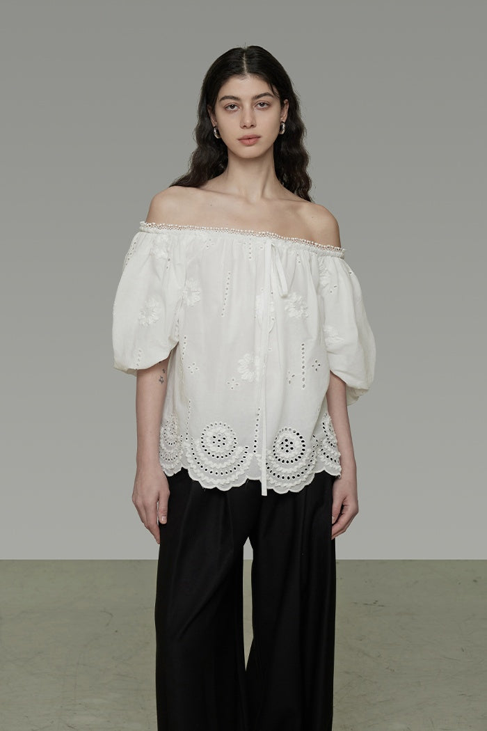 Whisper Lace Off-Shoulder Blouse