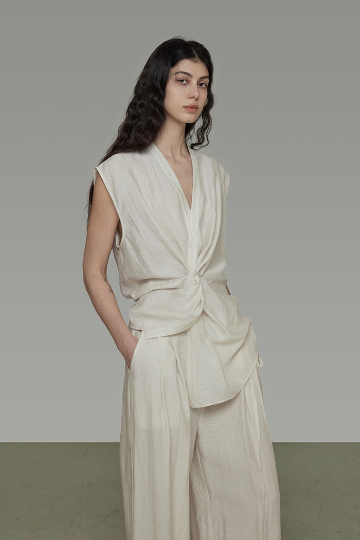 Sculpted Minimalist V-Neck Shell