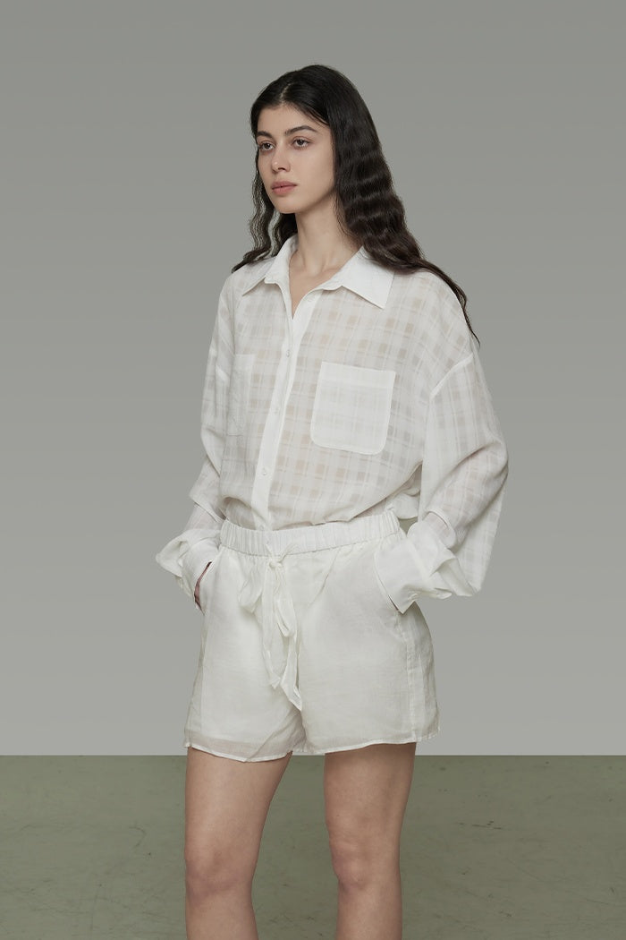 Structured Grid Relaxed Shirt