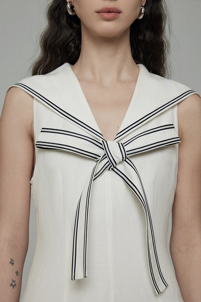 Chic French Sailor Collar Summer Dress