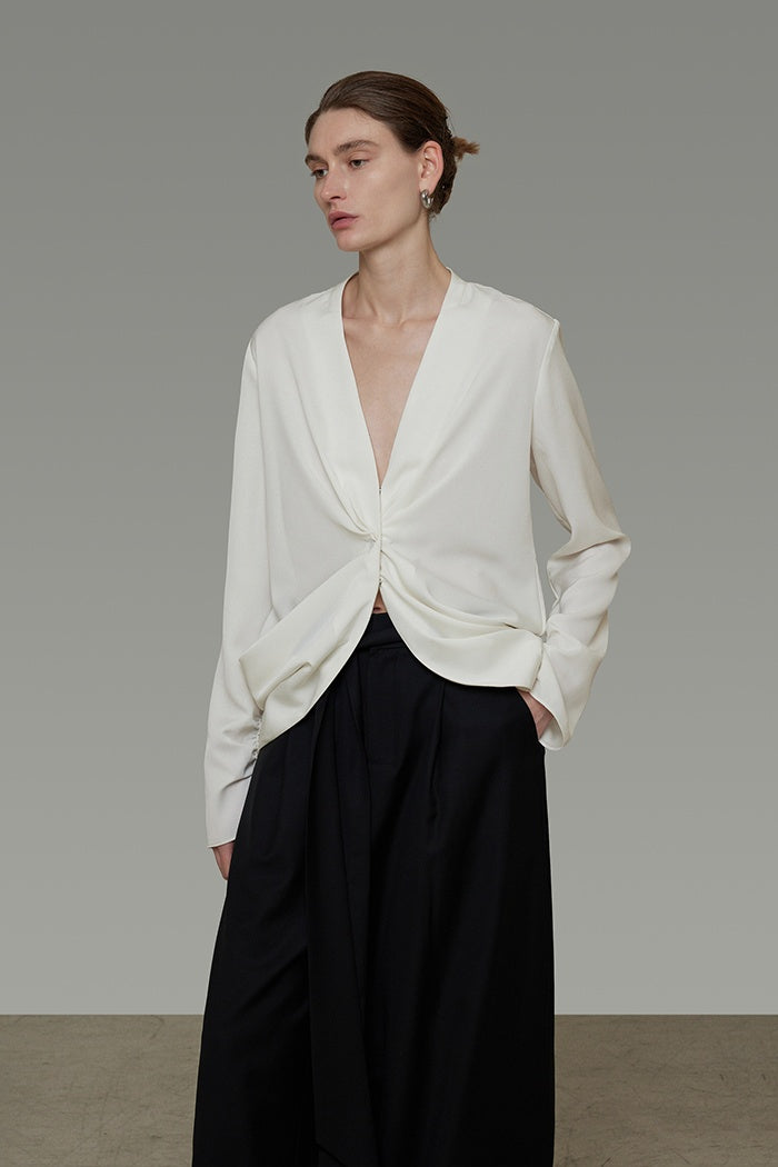 Sculpted Drape Minimalist Blouse