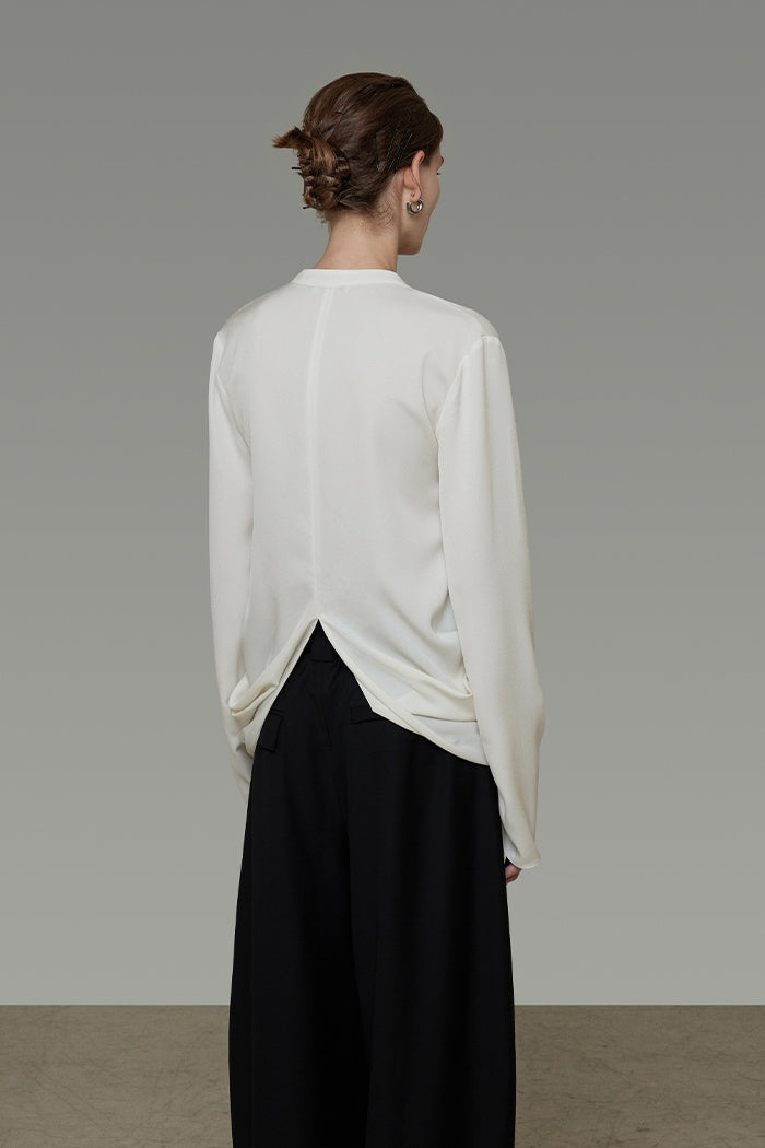 Sculpted Drape Minimalist Blouse