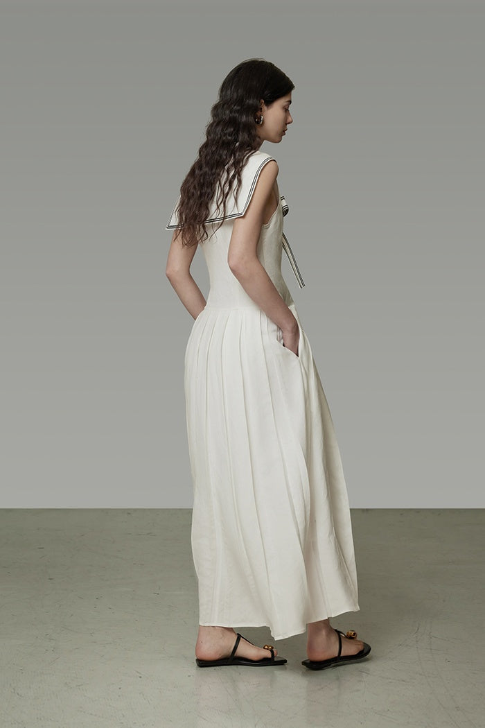 Chic French Sailor Collar Summer Dress