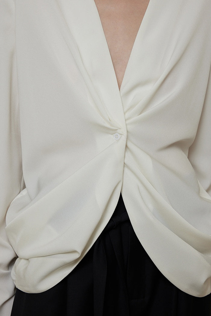 Sculpted Drape Minimalist Blouse