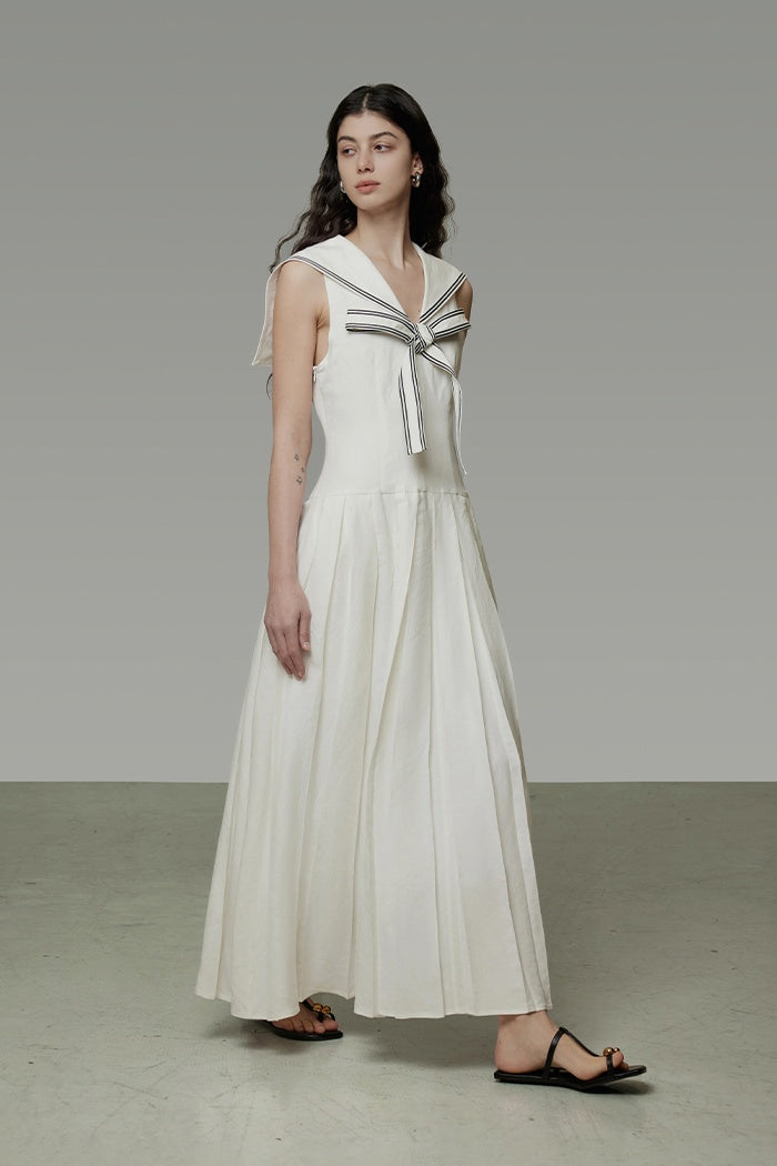 Chic French Sailor Collar Summer Dress