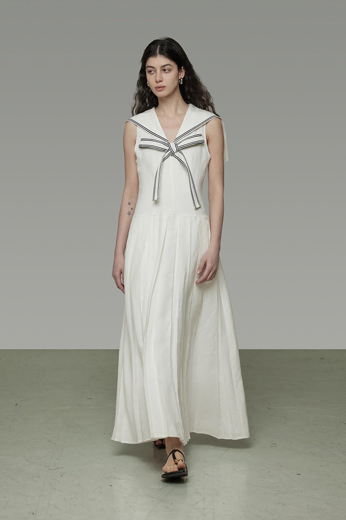 Chic French Sailor Collar Summer Dress