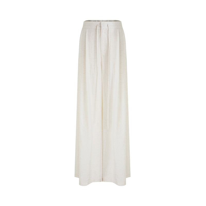 Polished Pleated Wide-Leg Trousers