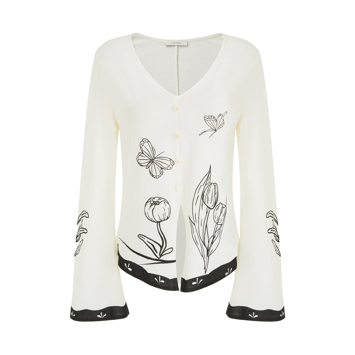 Artful Sketch V-Neck Knit Top