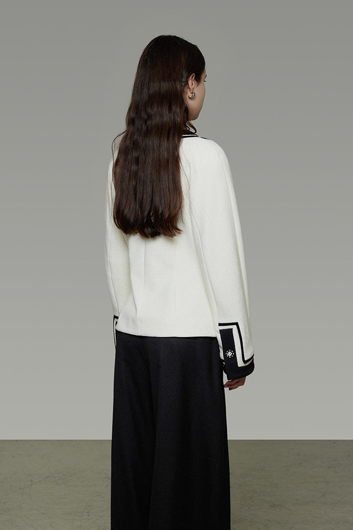 Chic Retro Contrast Knit Cardigan