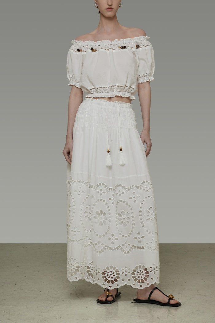 Whispered Lace Top & Skirt Set