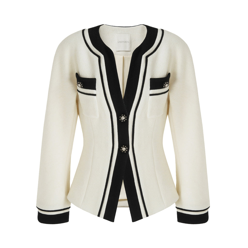 Chic Retro Contrast Knit Cardigan