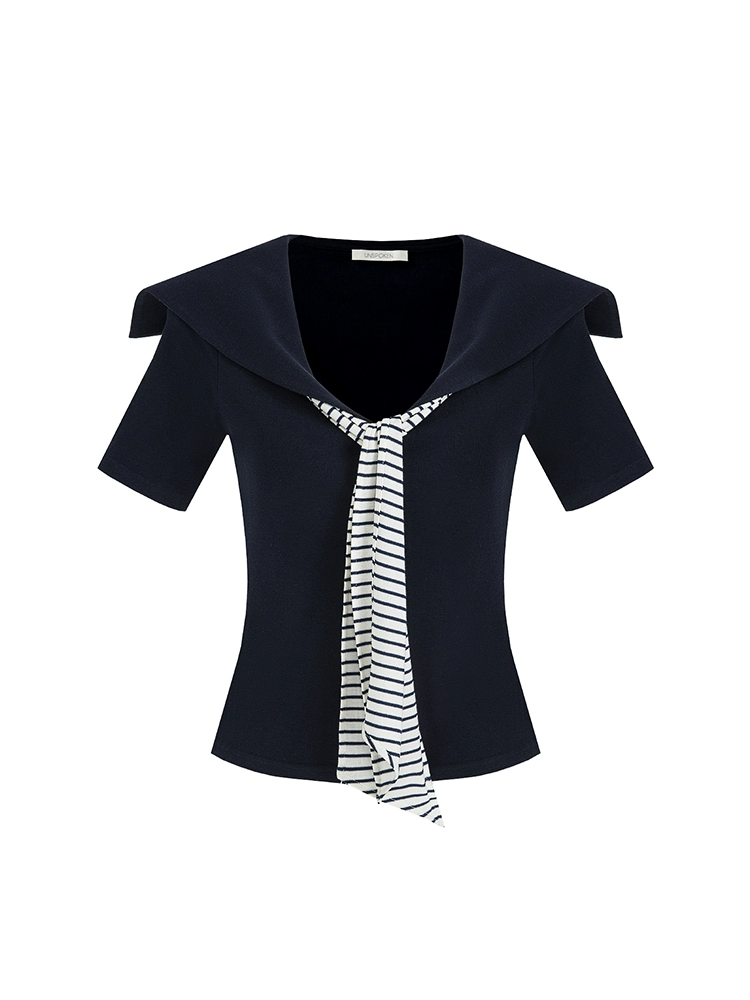 Chic Contrast Collar Refined Top
