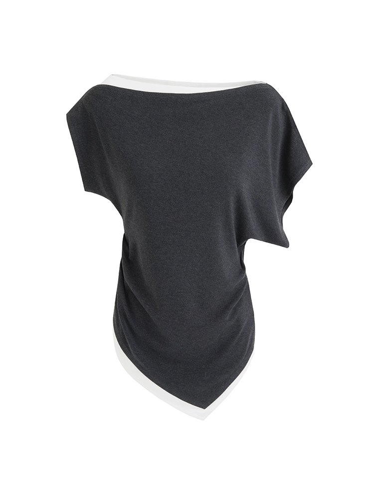 Sculpted Contrast Knit Top
