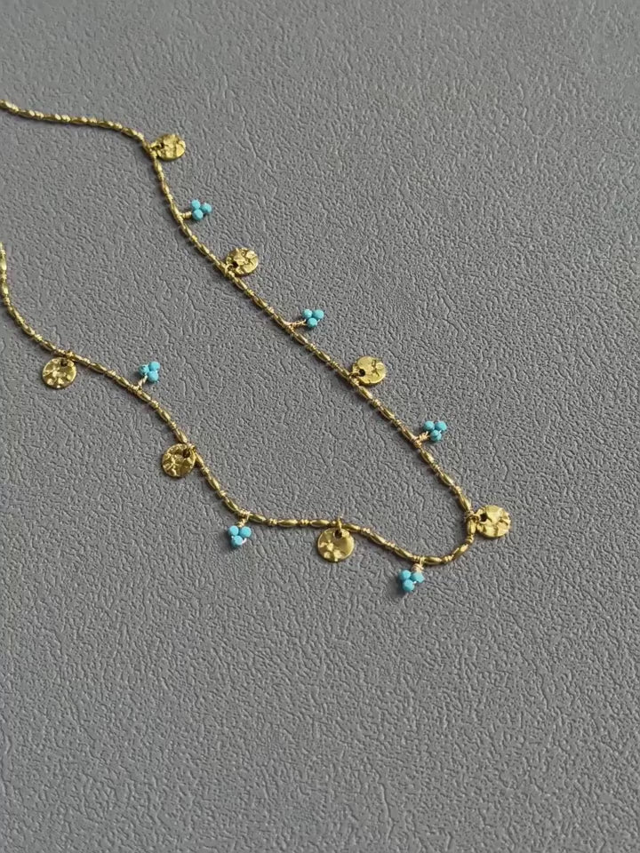 Turquoise Coin Chain Necklace