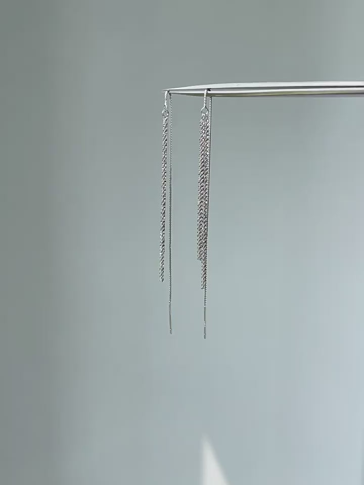 Pavé Line Drop Earrings